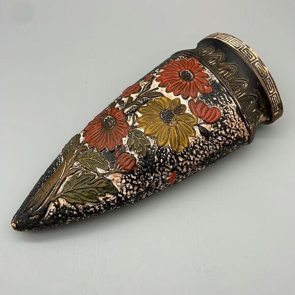 Vintage Japan Tokanabe Ceramic Floral Wall Hanging Plaque Pocket Art Deco - Picture 3 of 11